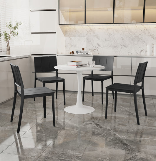 Set 4 Sedie In Polipropilene e Fibra Di Vetro Sedia Cucina Trattamento Uv Antiscolorimento Giardino Interno Esterno Moderne Robuste Resistenti Seduta Terrazzo Soggiorno Bar Ristorante Impilabili Livia-Nero