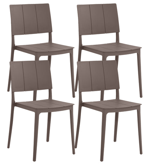 Set 4 Sedie In Polipropilene e Fibra Di Vetro Sedia Cucina Trattamento Uv Antiscolorimento Giardino Interno Esterno Moderne Robuste Resistenti Seduta Terrazzo Soggiorno Bar Ristorante Impilabili Livia-Tortora