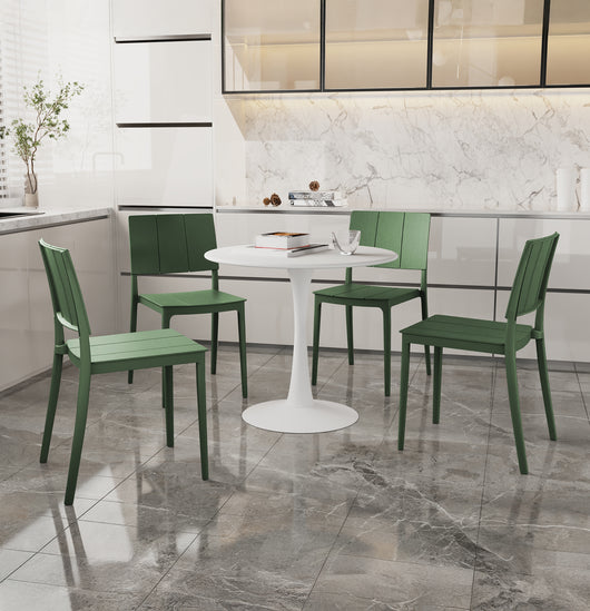 Set 4 Sedie In Polipropilene e Fibra Di Vetro Sedia Cucina Trattamento Uv Antiscolorimento Giardino Interno Esterno Moderne Robuste Resistenti Seduta Terrazzo Soggiorno Bar Ristorante Impilabili Livia-Verde