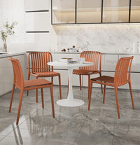 Set 4 Sedie In Polipropilene e Fibra Di Vetro Sedia Cucina Trattamento Uv Antiscolorimento Giardino Interno Esterno Moderne Robuste Resistenti Seduta Terrazzo Soggiorno Bar Ristorante Impilabili Maya-Arancio