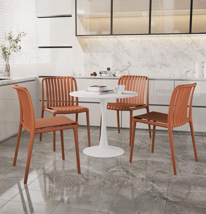 Set 4 Sedie In Polipropilene e Fibra Di Vetro Sedia Cucina Trattamento Uv Antiscolorimento Giardino Interno Esterno Moderne Robuste Resistenti Seduta Terrazzo Soggiorno Bar Ristorante Impilabili Maya-Arancio