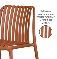 Set 4 Sedie In Polipropilene e Fibra Di Vetro Sedia Cucina Trattamento Uv Antiscolorimento Giardino Interno Esterno Moderne Robuste Resistenti Seduta Terrazzo Soggiorno Bar Ristorante Impilabili Maya-Arancio