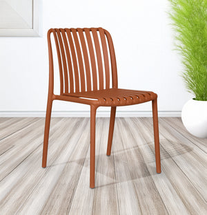 Set 4 Sedie In Polipropilene e Fibra Di Vetro Sedia Cucina Trattamento Uv Antiscolorimento Giardino Interno Esterno Moderne Robuste Resistenti Seduta Terrazzo Soggiorno Bar Ristorante Impilabili Maya-Arancio