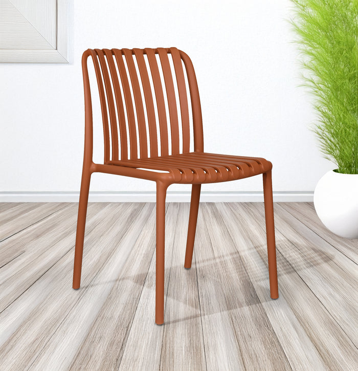 Set 4 Sedie In Polipropilene e Fibra Di Vetro Sedia Cucina Trattamento Uv Antiscolorimento Giardino Interno Esterno Moderne Robuste Resistenti Seduta Terrazzo Soggiorno Bar Ristorante Impilabili Maya-Arancio