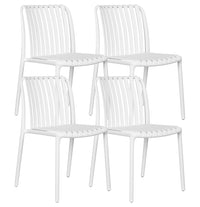 Set 4 Sedie In Polipropilene e Fibra Di Vetro Sedia Cucina Trattamento Uv Antiscolorimento Giardino Interno Esterno Moderne Robuste Resistenti Seduta Terrazzo Soggiorno Bar Ristorante Impilabili Maya-Bianco