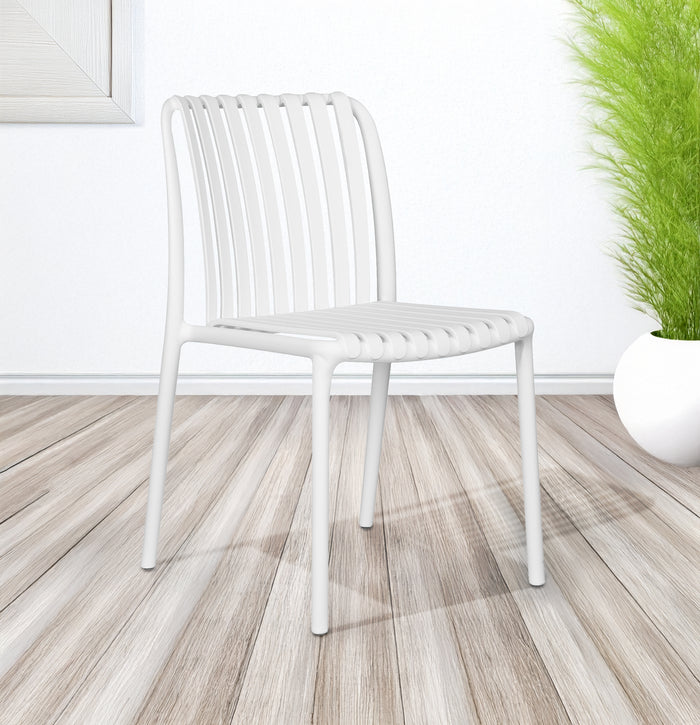 Set 4 Sedie In Polipropilene e Fibra Di Vetro Sedia Cucina Trattamento Uv Antiscolorimento Giardino Interno Esterno Moderne Robuste Resistenti Seduta Terrazzo Soggiorno Bar Ristorante Impilabili Maya-Bianco