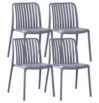 Set 4 Sedie In Polipropilene e Fibra Di Vetro Sedia Cucina Trattamento Uv Antiscolorimento Giardino Interno Esterno Moderne Robuste Resistenti Seduta Terrazzo Soggiorno Bar Ristorante Impilabili Maya-Grigio