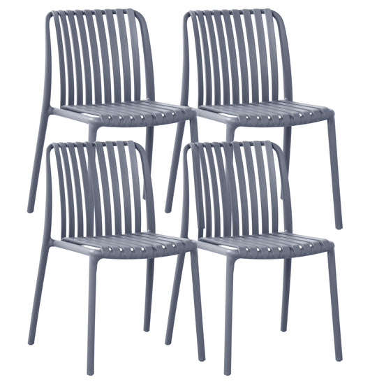 Set 4 Sedie In Polipropilene e Fibra Di Vetro Sedia Cucina Trattamento Uv Antiscolorimento Giardino Interno Esterno Moderne Robuste Resistenti Seduta Terrazzo Soggiorno Bar Ristorante Impilabili Maya-Grigio