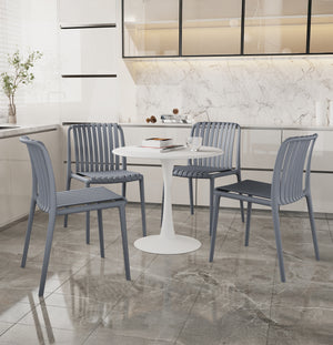Set 4 Sedie In Polipropilene e Fibra Di Vetro Sedia Cucina Trattamento Uv Antiscolorimento Giardino Interno Esterno Moderne Robuste Resistenti Seduta Terrazzo Soggiorno Bar Ristorante Impilabili Maya-Grigio