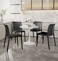 Set 4 Sedie In Polipropilene e Fibra Di Vetro Sedia Cucina Trattamento Uv Antiscolorimento Giardino Interno Esterno Moderne Robuste Resistenti Seduta Terrazzo Soggiorno Bar Ristorante Impilabili Maya-Nero