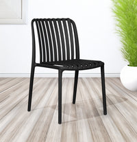 Set 4 Sedie In Polipropilene e Fibra Di Vetro Sedia Cucina Trattamento Uv Antiscolorimento Giardino Interno Esterno Moderne Robuste Resistenti Seduta Terrazzo Soggiorno Bar Ristorante Impilabili Maya-Nero