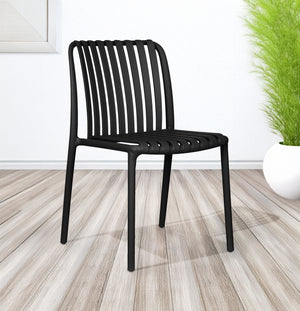 Set 4 Sedie In Polipropilene e Fibra Di Vetro Sedia Cucina Trattamento Uv Antiscolorimento Giardino Interno Esterno Moderne Robuste Resistenti Seduta Terrazzo Soggiorno Bar Ristorante Impilabili Maya-Nero