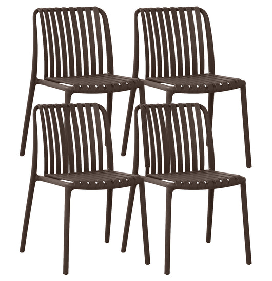 Set 4 Sedie In Polipropilene e Fibra Di Vetro Sedia Cucina Trattamento Uv Antiscolorimento Giardino Interno Esterno Moderne Robuste Resistenti Seduta Terrazzo Soggiorno Bar Ristorante Impilabili Maya-Tortora
