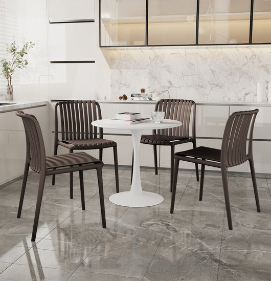 Set 4 Sedie In Polipropilene e Fibra Di Vetro Sedia Cucina Trattamento Uv Antiscolorimento Giardino Interno Esterno Moderne Robuste Resistenti Seduta Terrazzo Soggiorno Bar Ristorante Impilabili Maya-Tortora