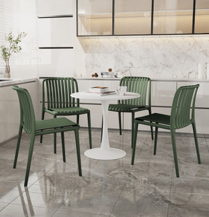 Set 4 Sedie In Polipropilene e Fibra Di Vetro Sedia Cucina Trattamento Uv Antiscolorimento Giardino Interno Esterno Moderne Robuste Resistenti Seduta Terrazzo Soggiorno Bar Ristorante Impilabili Maya-Verde