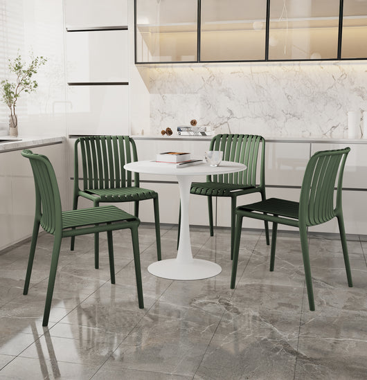 Set 4 Sedie In Polipropilene e Fibra Di Vetro Sedia Cucina Trattamento Uv Antiscolorimento Giardino Interno Esterno Moderne Robuste Resistenti Seduta Terrazzo Soggiorno Bar Ristorante Impilabili Maya-Verde
