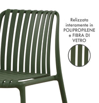 Set 4 Sedie In Polipropilene e Fibra Di Vetro Sedia Cucina Trattamento Uv Antiscolorimento Giardino Interno Esterno Moderne Robuste Resistenti Seduta Terrazzo Soggiorno Bar Ristorante Impilabili Maya-Verde