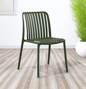 Set 4 Sedie In Polipropilene e Fibra Di Vetro Sedia Cucina Trattamento Uv Antiscolorimento Giardino Interno Esterno Moderne Robuste Resistenti Seduta Terrazzo Soggiorno Bar Ristorante Impilabili Maya-Verde