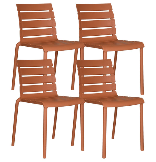 Set 4 Sedie In Polipropilene e Fibra Di Vetro Sedia Cucina Trattamento Uv Antiscolorimento Giardino Interno Esterno Moderne Robuste Resistenti Seduta Terrazzo Soggiorno Bar Ristorante Impilabili Nina-Arancio
