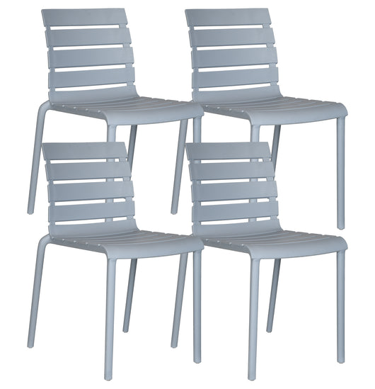 Set 4 Sedie In Polipropilene e Fibra Di Vetro Sedia Cucina Trattamento Uv Antiscolorimento Giardino Interno Esterno Moderne Robuste Resistenti Seduta Terrazzo Soggiorno Bar Ristorante Impilabili Nina-Grigio