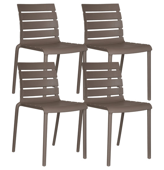 Set 4 Sedie In Polipropilene e Fibra Di Vetro Sedia Cucina Trattamento Uv Antiscolorimento Giardino Interno Esterno Moderne Robuste Resistenti Seduta Terrazzo Soggiorno Bar Ristorante Impilabili Nina-Tortora