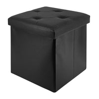Pouf Poggiapiedi In Ecopelle 2 In 1 Contenitore 38x38Cm Quadrato Salotto Sgabello Camera Soggiorno Portaoggetti Design Moderno Complemento D'arredo Portaoggetti Panca Ingresso  Nero