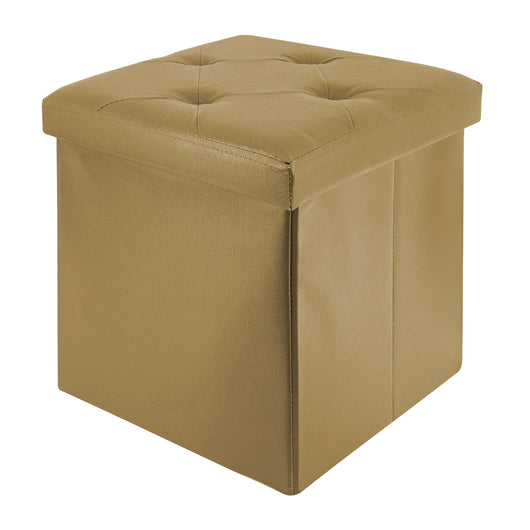 Pouf Poggiapiedi In Ecopelle 2 In 1 Contenitore 38x38Cm Quadrato Salotto Sgabello Camera Soggiorno Portaoggetti Design Moderno Complemento D'arredo Portaoggetti Panca Ingresso  Tortora