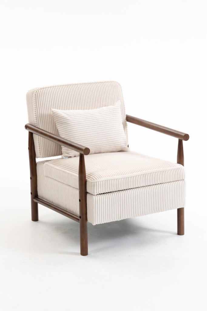 POLTRONA con vano contenitore 70,5x62x33 cm in velluto bianco