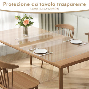 Copritavolo Trasparente In Pvc 1.5 Mm Pellicola Protettiva Cover Tavolo Tovaglia Protezione Mollettone Antimacchia Per Tavoli Cucina Salotto Ufficio Scrivania Urti Olio Graffi Impermeabile  Trasparenti - 100x1000Cm