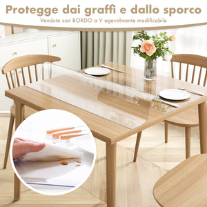 Copritavolo Trasparente In Pvc 1.5 Mm Pellicola Protettiva Cover Tavolo Tovaglia Protezione Mollettone Antimacchia Per Tavoli Cucina Salotto Ufficio Scrivania Urti Olio Graffi Impermeabile  Trasparenti - 100x350Cm