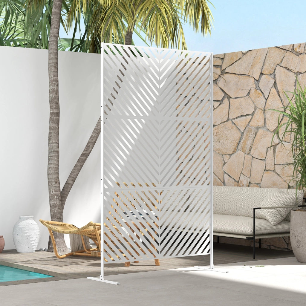 Separatore ambienti esterno 3 pezzi triangoli ¨C zephmum ¨C bianco acciaio 122x45x198 cm