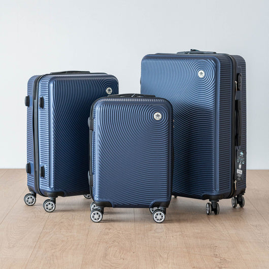 Coveri Set Di 3 Valigie Rigide ABS Valigia Da Viaggio Con Chiusura Lucchetto Combinazione Grande Media Piccola Forti Resistenti Manico Telescopico Ruote Staccabili Trolley Blu