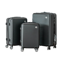 Coveri Set Di 3 Valigie Rigide ABS Valigia Da Viaggio Con Chiusura Lucchetto Combinazione Grande Media Piccola Forti Resistenti Manico Telescopico Ruote Staccabili Trolley Nero