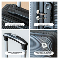 Coveri Set Di 3 Valigie Rigide ABS Valigia Da Viaggio Con Chiusura Lucchetto Combinazione Grande Media Piccola Forti Resistenti Manico Telescopico Ruote Staccabili Trolley Nero