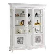 Vetrina 2 porte legno shabby bianco con intarsi 166x51x214 - Mobili 2G