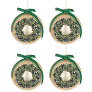 Palline Natale in Vetro Elegante con Fiocco in Raso Verde Corona Diametro: 100 mm