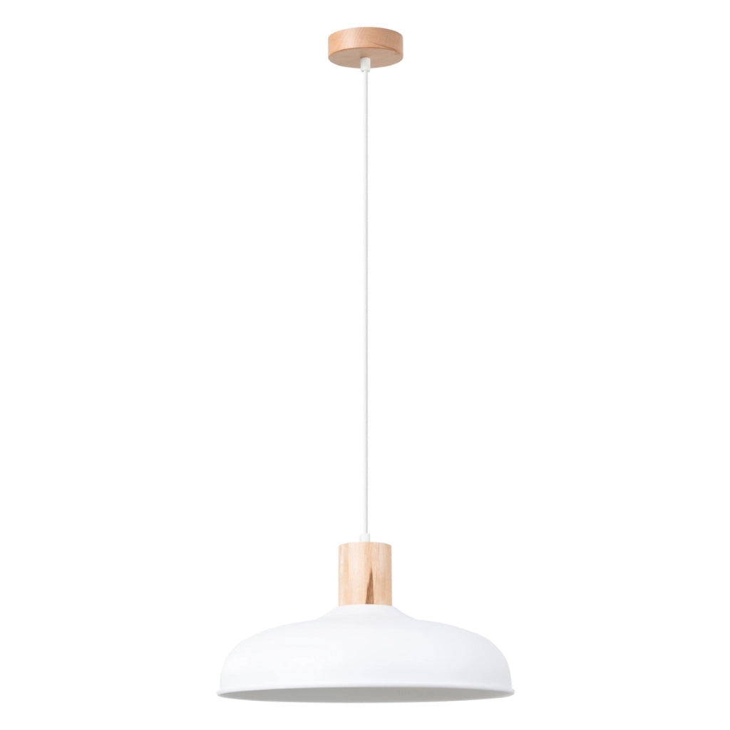 Lampada a sospensione MAVARO bianca legno E27 15W