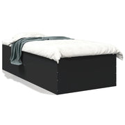 Letto singolo | Letto per adulti | Giroletto Nero 75x190 cm in Legno Multistrato
