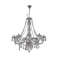 Lampadario Classico Mariateresa Vetro Trasparente Policarbonato Cromo 8 Luci E14