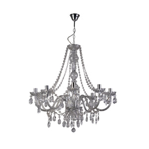 Lampadario Classico Mariateresa Vetro Trasparente Policarbonato Cromo 8 Luci E14