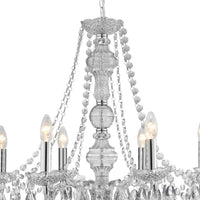 Lampadario Classico Mariateresa Vetro Trasparente Policarbonato Cromo 8 Luci E14