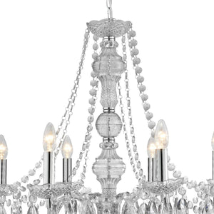 Lampadario Classico Mariateresa Vetro Trasparente Policarbonato Cromo 8 Luci E14