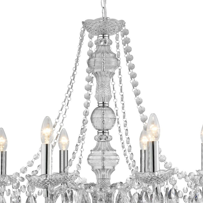 Lampadario Classico Mariateresa Vetro Trasparente Policarbonato Cromo 8 Luci E14