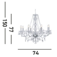 Lampadario Classico Mariateresa Vetro Trasparente Policarbonato Cromo 8 Luci E14