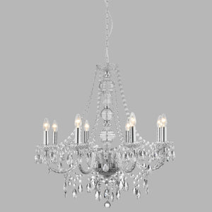 Lampadario Classico Mariateresa Vetro Trasparente Policarbonato Cromo 8 Luci E14