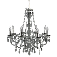 Lampadario Classico Marie Therese Acciaio Cromo Vetro 8 Luci E14