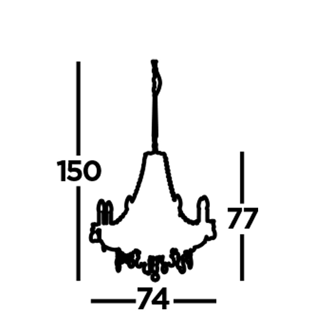 Lampadario Classico Marie Therese Acciaio Cromo Vetro 8 Luci E14