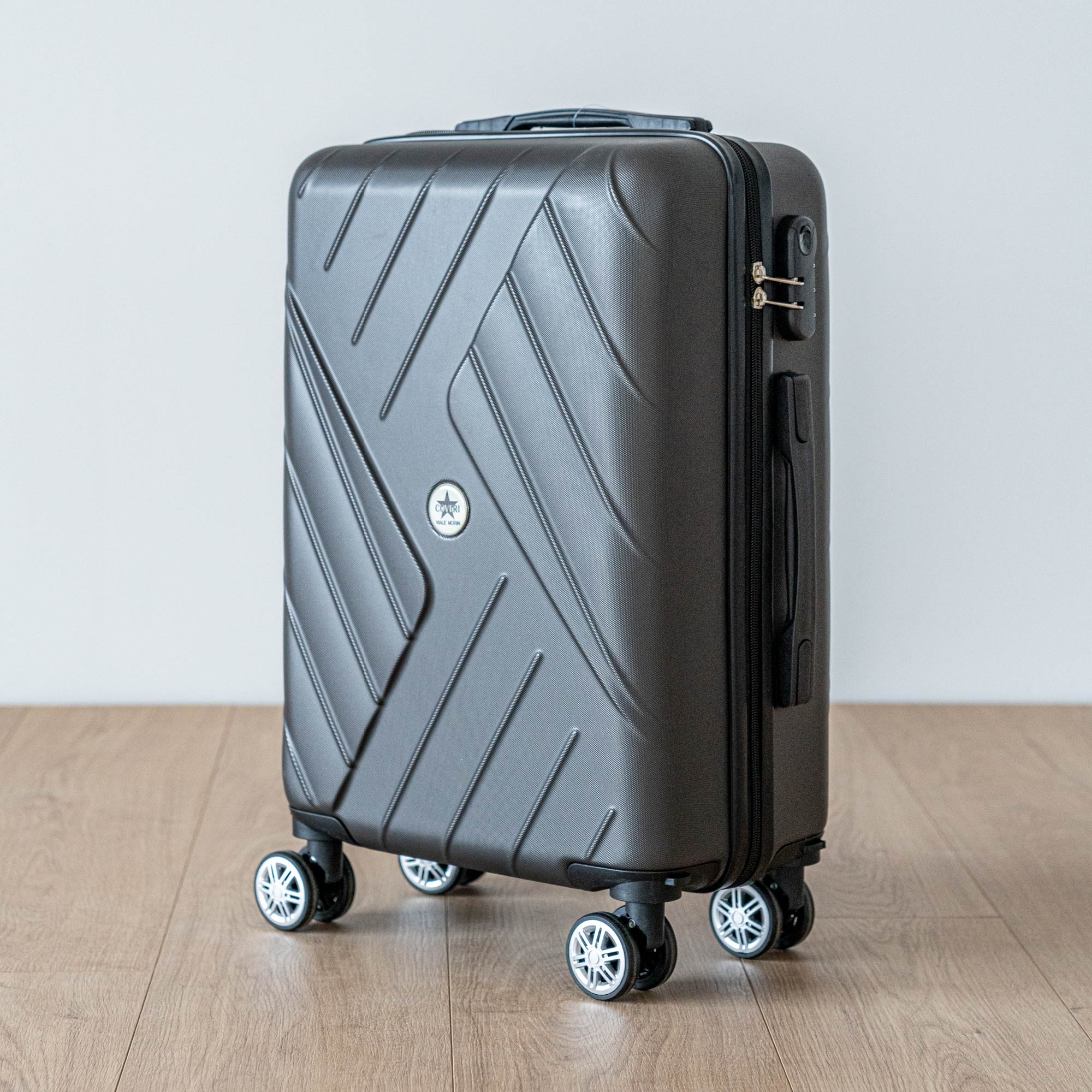 COVERI Trolley Bagaglio Mano Rigido 38x56x23 Piccolo Ultraleggero Valigia In Abs Con 4 Ruote Removibili Manico Chiusura Di Sicurezza Per Compagnie Low Cost Economy Zaino Da Viaggio Basilea-Grigio
