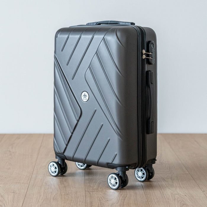 COVERI Trolley Bagaglio Mano Rigido 38x56x23 Piccolo Ultraleggero Valigia In Abs Con 4 Ruote Removibili Manico Chiusura Di Sicurezza Per Compagnie Low Cost Economy Zaino Da Viaggio Basilea-Grigio