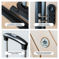 COVERI Trolley Bagaglio Mano Rigido 38x56x23 Piccolo Ultraleggero Valigia In Abs Con 4 Ruote Removibili Manico Chiusura Di Sicurezza Per Compagnie Low Cost Economy Zaino Da Viaggio Basilea-Ororosa